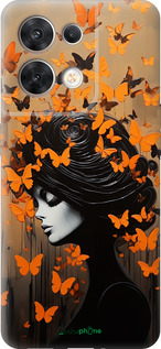 Силиконовый чехол Чехол для телефона Девушка с оранжевыми бабочками для Oppo Reno8 5G - 5940u-2614 изображение 
