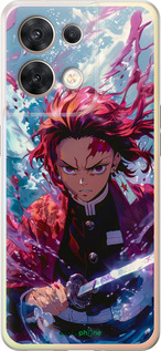 Силиконовый чехол Танджиро Камадо: Клинок рассекающий демонов для Oppo Reno8 5G - 6111u-2614 изображение 