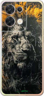 Силиконовый чехол Лев в золотых красках для Oppo Reno8 5G - 6155u-2614 изображение 