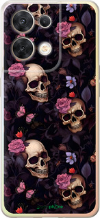 Силиконовый чехол Черепа и розы для Oppo Reno8 5G - 6316u-2614 изображение 