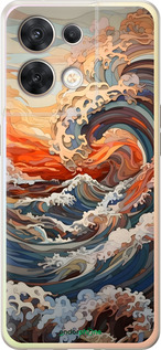 Силиконовый чехол Арт волны для Oppo Reno8 5G - 6324u-2614 изображение 