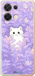 Силиконовый чехол Котик в цветах для Oppo Reno8 5G - 6390u-2614 изображение 