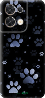 Силиконовый чехол С синими отпечатками лап для Oppo Reno8 5G - 6441u-2614 изображение 