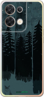 Силиконовый чехол Лиса и ночной лес для Oppo Reno8 5G - 6481u-2614 изображение 