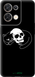 Силиконовый чехол С изображением кота и черепа для Oppo Reno8 5G - 6491u-2614 изображение 