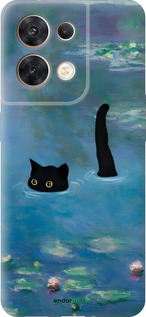 Силиконовый чехол С изображением кота и водяной лилии Monet для Oppo Reno8 5G - 6519u-2614 изображение 