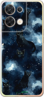 Силиконовый чехол Изображение Кошек с тёмной акварелью для Oppo Reno8 5G - 6521u-2614 изображение 
