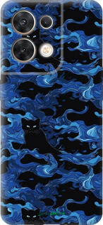 Силіконовий чехол Візерунок чорних котів на блакитному фоні для Oppo Reno8 5G - 6525u-2614 изображение 