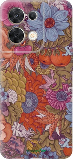 Силиконовый чехол Абстрактные цветы для Oppo Reno8 5G - 6526u-2614 изображение 