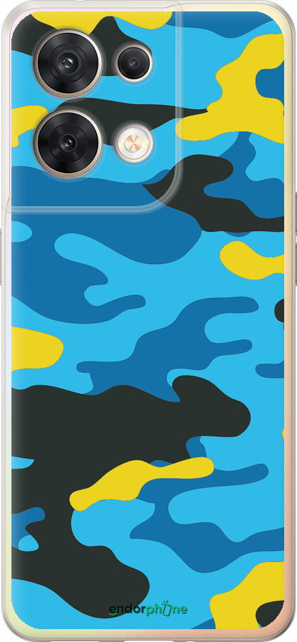 Силиконовый чехол Желто-голубой камуфляж для Oppo Reno8 5G - 1084u-2614 изображение 