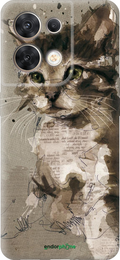 Силиконовый чехол Котёнок из пятен и линий для Oppo Reno8 5G - 119u-2614 изображение 