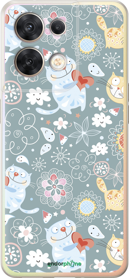 Силиконовый чехол Котята v3 для Oppo Reno8 5G - 1223u-2614 изображение 