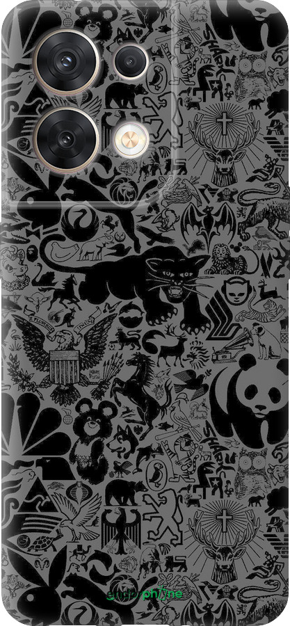 Силіконовий чехол Чорно-сірий стікер бомбінг для Oppo Reno8 5G - 2432u-2614 изображение 