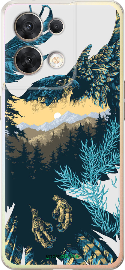 Силиконовый чехол Арт-орел на фоне природы для Oppo Reno8 5G - 3983u-2614 изображение 