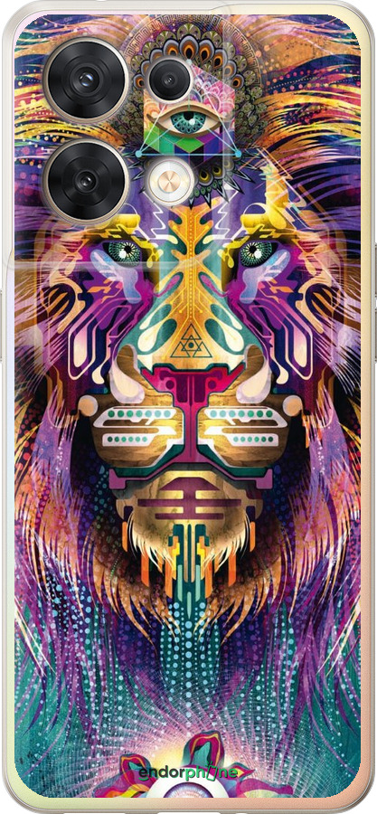 Силиконовый чехол Люминесцентный лев для Oppo Reno8 5G - 4037u-2614 изображение 