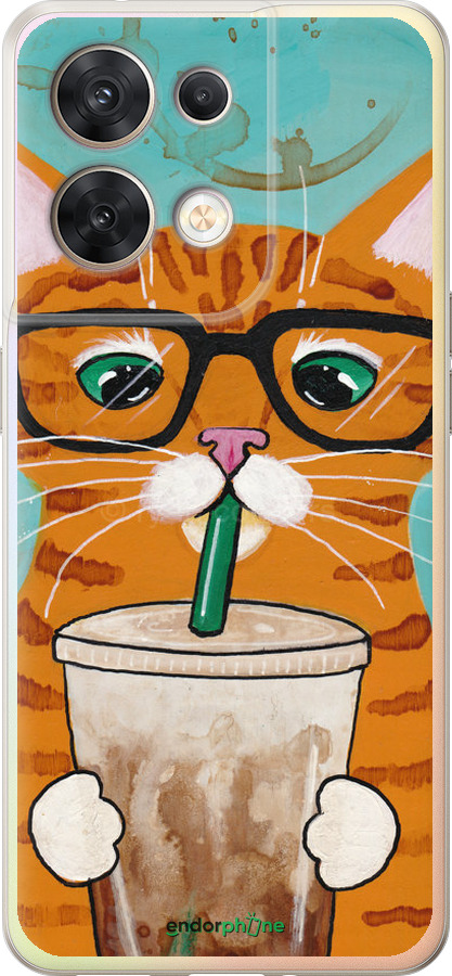 Силіконовий чехол Зеленоокий кіт в окулярах для Oppo Reno8 5G - 4054u-2614 изображение 