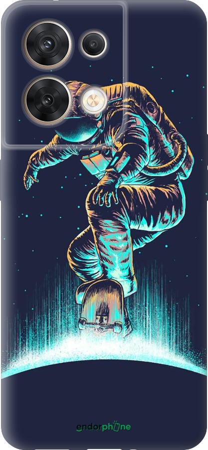 Силиконовый чехол Космонавт на скейтборде для Oppo Reno8 5G - 4145u-2614 изображение 