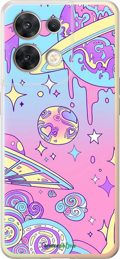 Силиконовый чехол Розовая галактика для Oppo Reno8 5G - 4146u-2614 изображение 