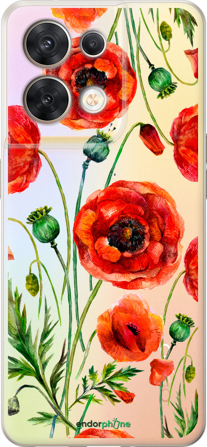 Силиконовый чехол Нарисованные маки для Oppo Reno8 5G - 4278u-2614 изображение 