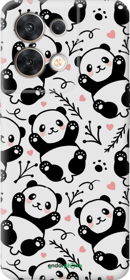 Силиконовый чехол Панды для Oppo Reno8 5G - 4318u-2614 изображение 