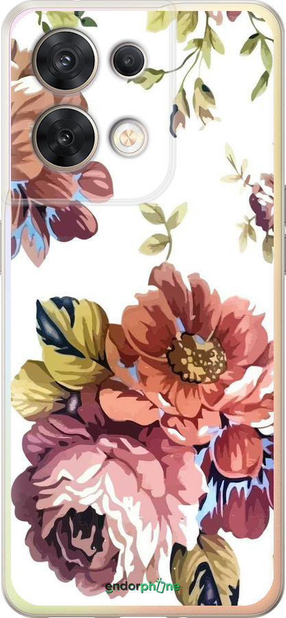 Силиконовый чехол Vintage flowers для Oppo Reno8 5G - 4333u-2614 изображение 