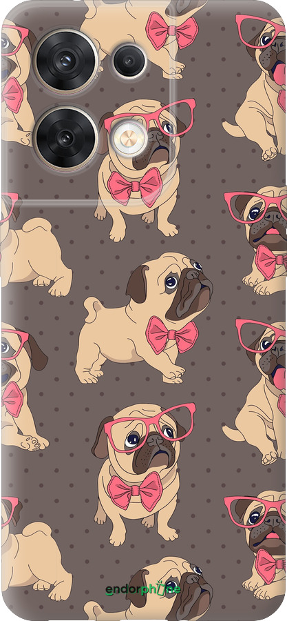 Силиконовый чехол мопсики 2 для Oppo Reno8 5G - 4362u-2614 изображение 