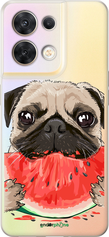 Силиконовый чехол Мопс и арбуз для Oppo Reno8 5G - 4665u-2614 изображение 