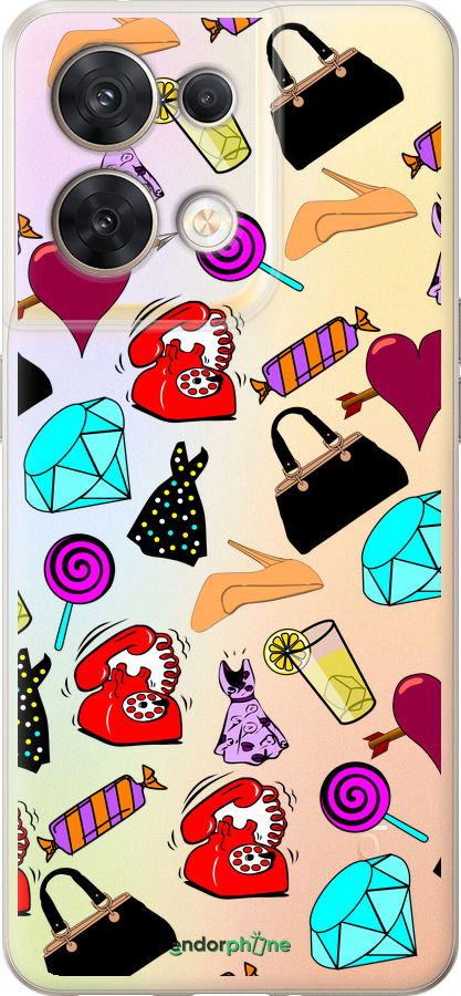 Силиконовый чехол stickers для Oppo Reno8 5G - 4757u-2614 изображение 