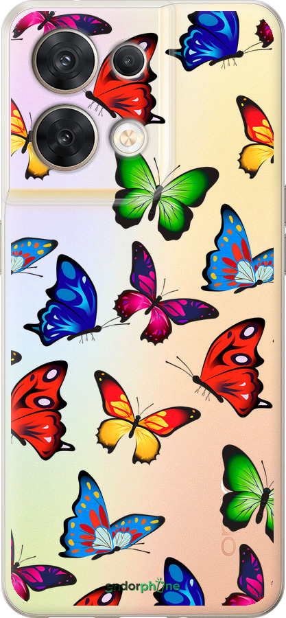 Силиконовый чехол Красочные мотыльки для Oppo Reno8 5G - 4761u-2614 изображение 