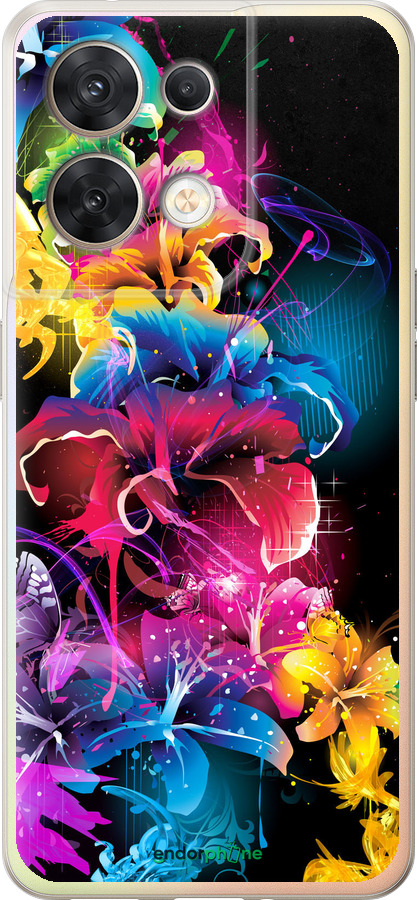 Силиконовый чехол Абстрактные цветы для Oppo Reno8 5G - 511u-2614 изображение 