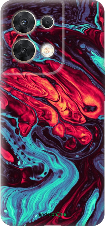 Силиконовый чехол Синяя красная абстакция для Oppo Reno8 5G - 5339u-2614 изображение 