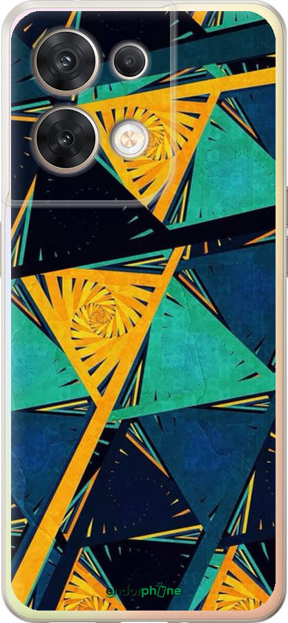 Силиконовый чехол Арт, абстракция, желтый, синий для Oppo Reno8 5G - 5382u-2614 изображение 