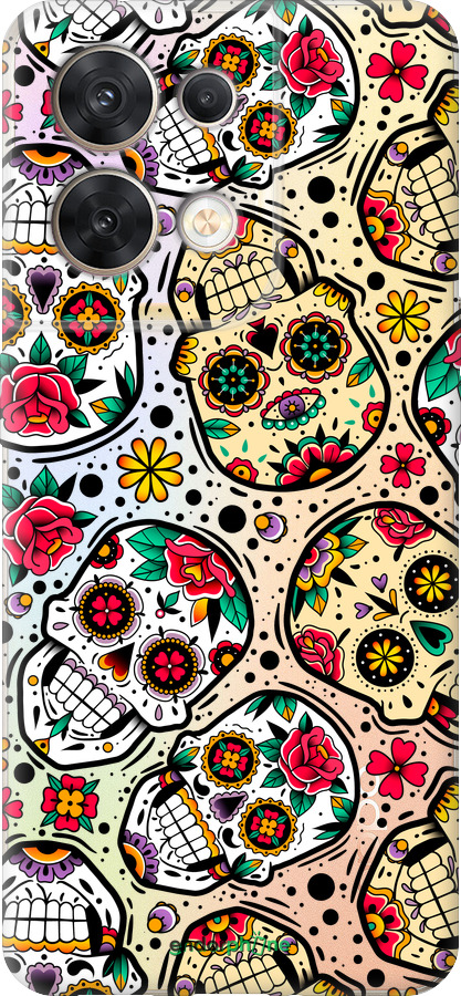 Силиконовый чехол Черепа для Oppo Reno8 5G - 5471u-2614 изображение 