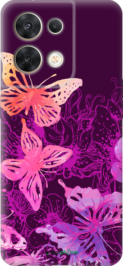 Силиконовый чехол Бабочки v2 для Oppo Reno8 5G - 5475u-2614 изображение 