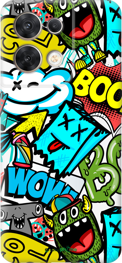 Силиконовый чехол Стикеры v4 для Oppo Reno8 5G - 5508u-2614 изображение 