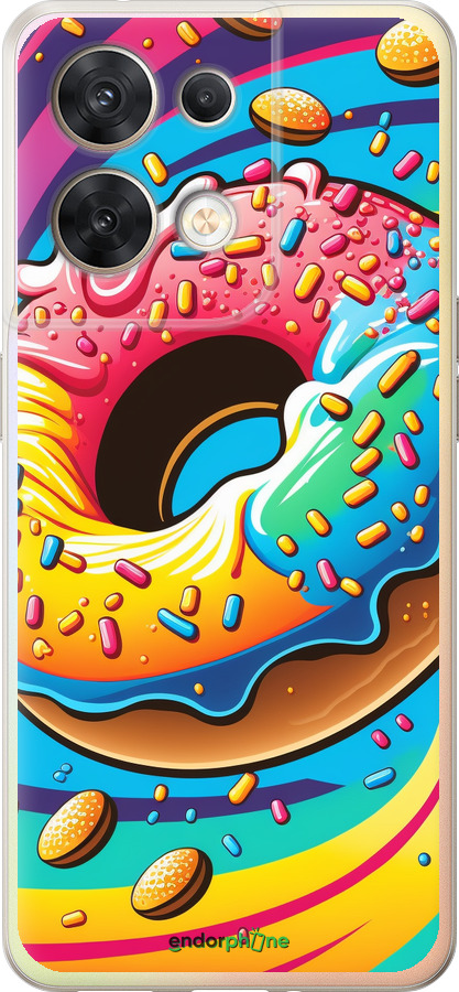 Силиконовый чехол Пончик радуга для Oppo Reno8 5G - 5584u-2614 изображение 