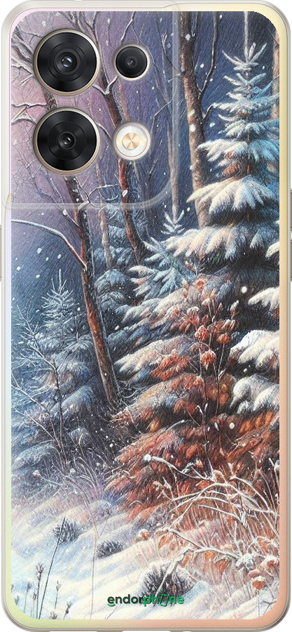 Силиконовый чехол Зимний пейзаж для Oppo Reno8 5G - 5814u-2614 изображение 