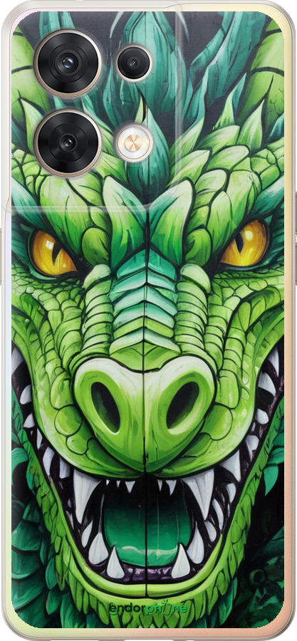 Силиконовый чехол Зелёный дракон для Oppo Reno8 5G - 5816u-2614 изображение 