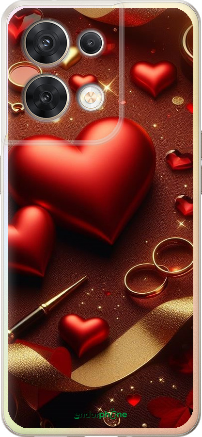 Силиконовый чехол Сердечки v3 для Oppo Reno8 5G - 5833u-2614 изображение 