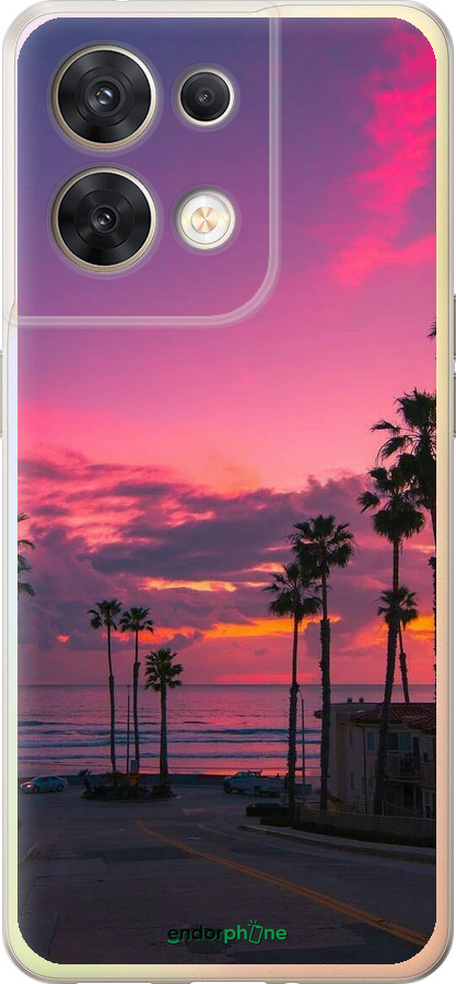 Силиконовый чехол Пальмы для Oppo Reno8 5G - 5873u-2614 изображение 