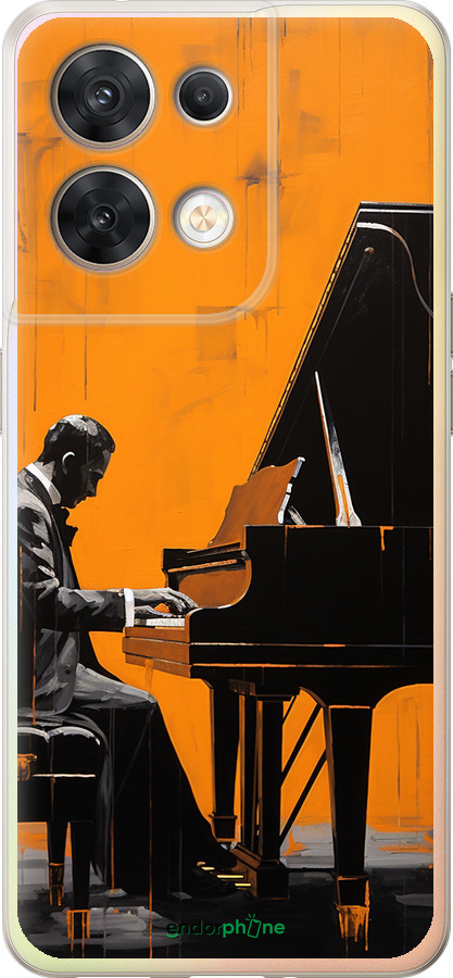 Силіконовий чехол Чохол для телефона Чоловік за Роялем для Oppo Reno8 5G - 5938u-2614 изображение 