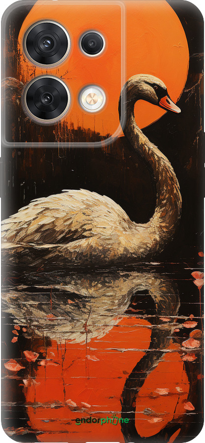 Силиконовый чехол Лебедь для Oppo Reno8 5G - 5964u-2614 изображение 