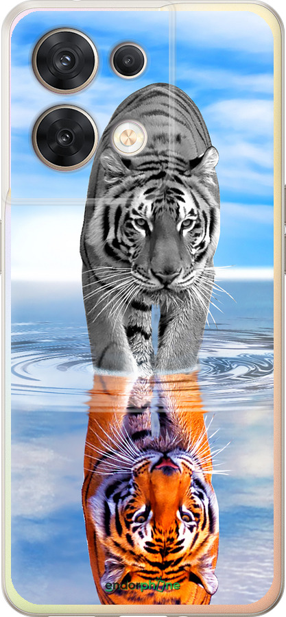 Силиконовый чехол Тигр для Oppo Reno8 5G - 6016u-2614 изображение 