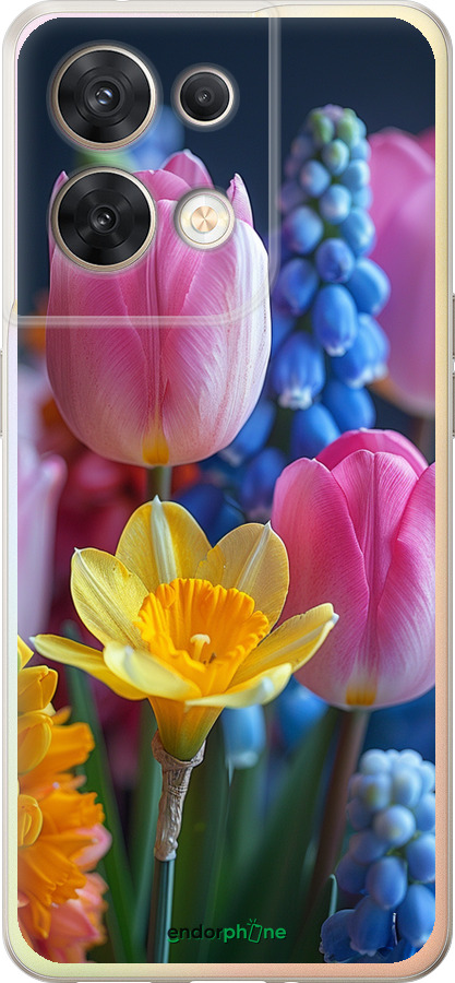 Силиконовый чехол Весенние цветы для Oppo Reno8 5G - 6058u-2614 изображение 