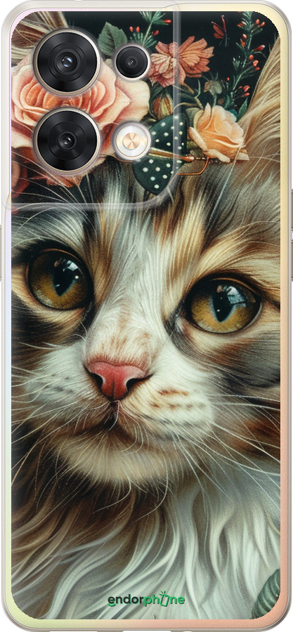 Силиконовый чехол Cats and flowers для Oppo Reno8 5G - 6069u-2614 изображение 