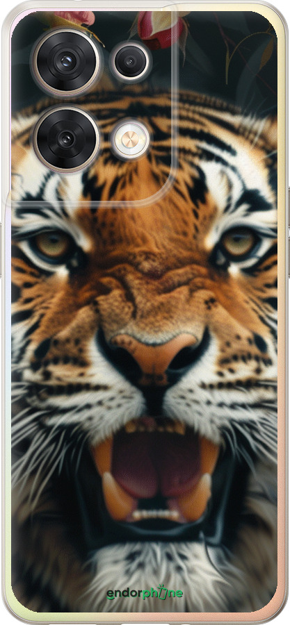 Силиконовый чехол Тигровое величие для Oppo Reno8 5G - 6080u-2614 изображение 