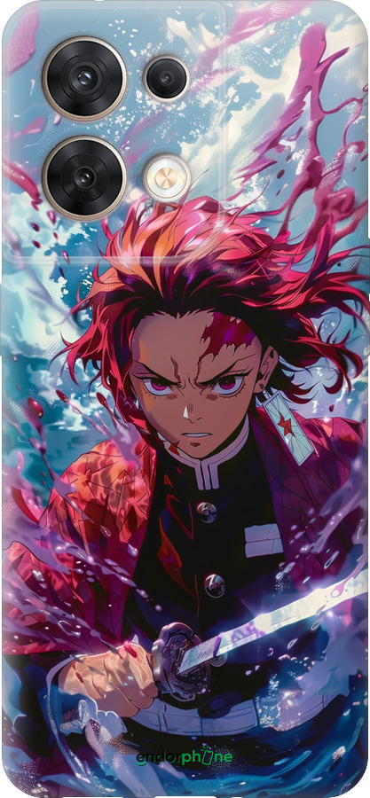 Силиконовый чехол Танджиро Камадо: Клинок рассекающий демонов для Oppo Reno8 5G - 6111u-2614 изображение 