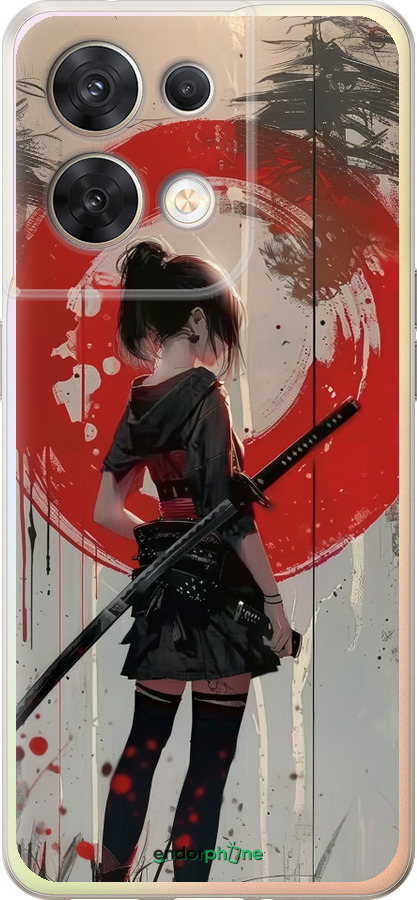 Силиконовый чехол Сумерки воина: Танец с катаной для Oppo Reno8 5G - 6123u-2614 изображение 