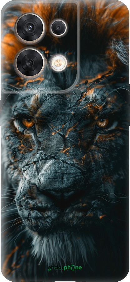Силіконовий чехол Полум'яний лев для Oppo Reno8 5G - 6153u-2614 изображение 