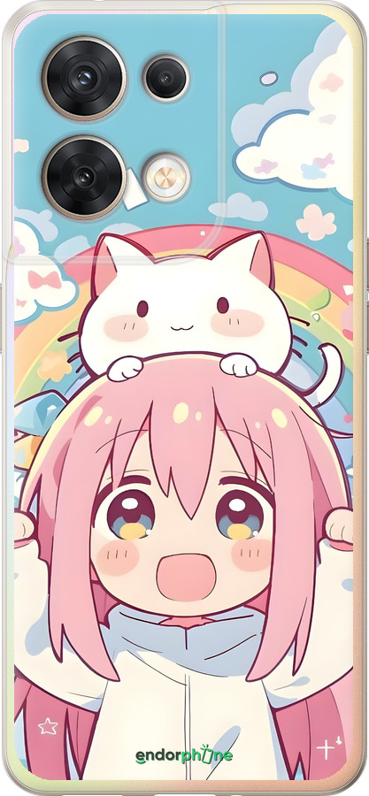 Силиконовый чехол Девочка аниме радуга для Oppo Reno8 5G - 6304u-2614 изображение 